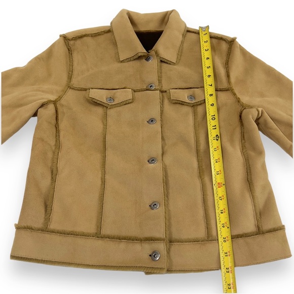 Saks Fifth Avenue Jacket Tan Faux Suede Real Clothes - Picture 13 of 13